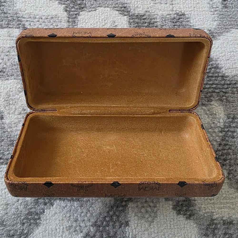 MCM Hardshell Sunglasses Case Signature Cognac Monogram Leather NEW